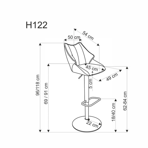 Barstuhl mit Stoff H122 Grau (1)