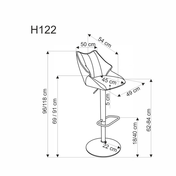 Barstuhl mit Stoff H122 Grau (1)