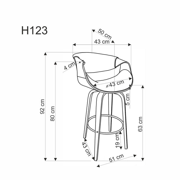 Barstuhl mit Ökoleder H123 Grau (2)