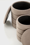 2er Set Pouf mit Staurum, aus Samtstoff Pacho Beige (2)