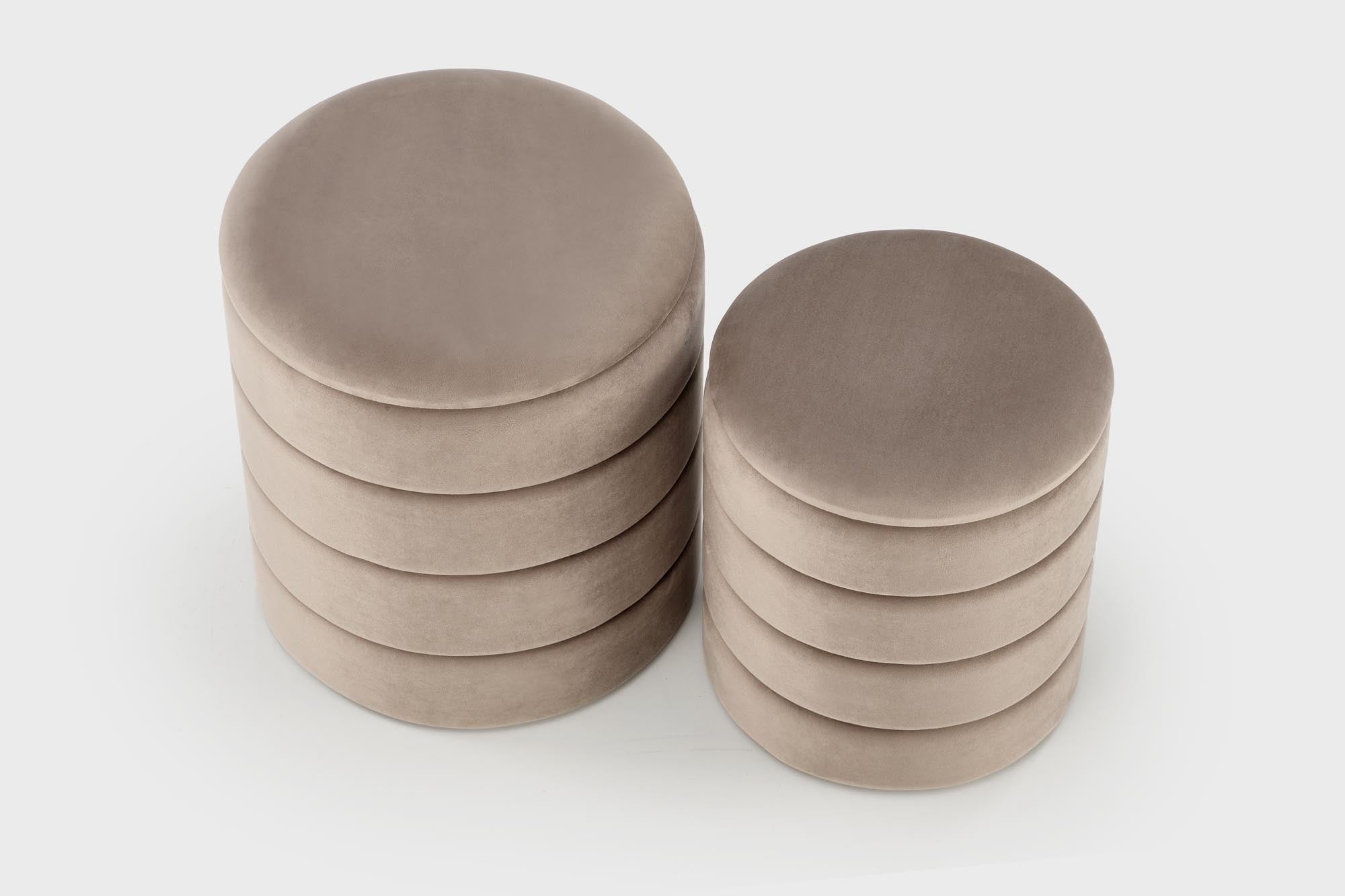 2er Set Pouf mit Staurum, aus Samtstoff Pacho Beige (6)