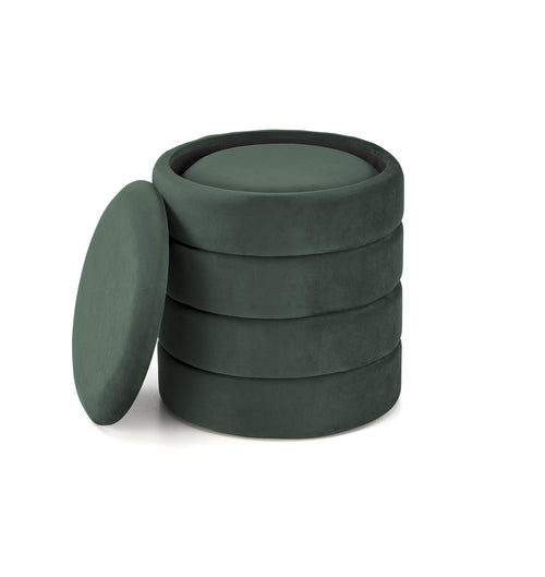 2er Set Pouf mit Staurum, aus Samtstoff Pacho Grün (1)