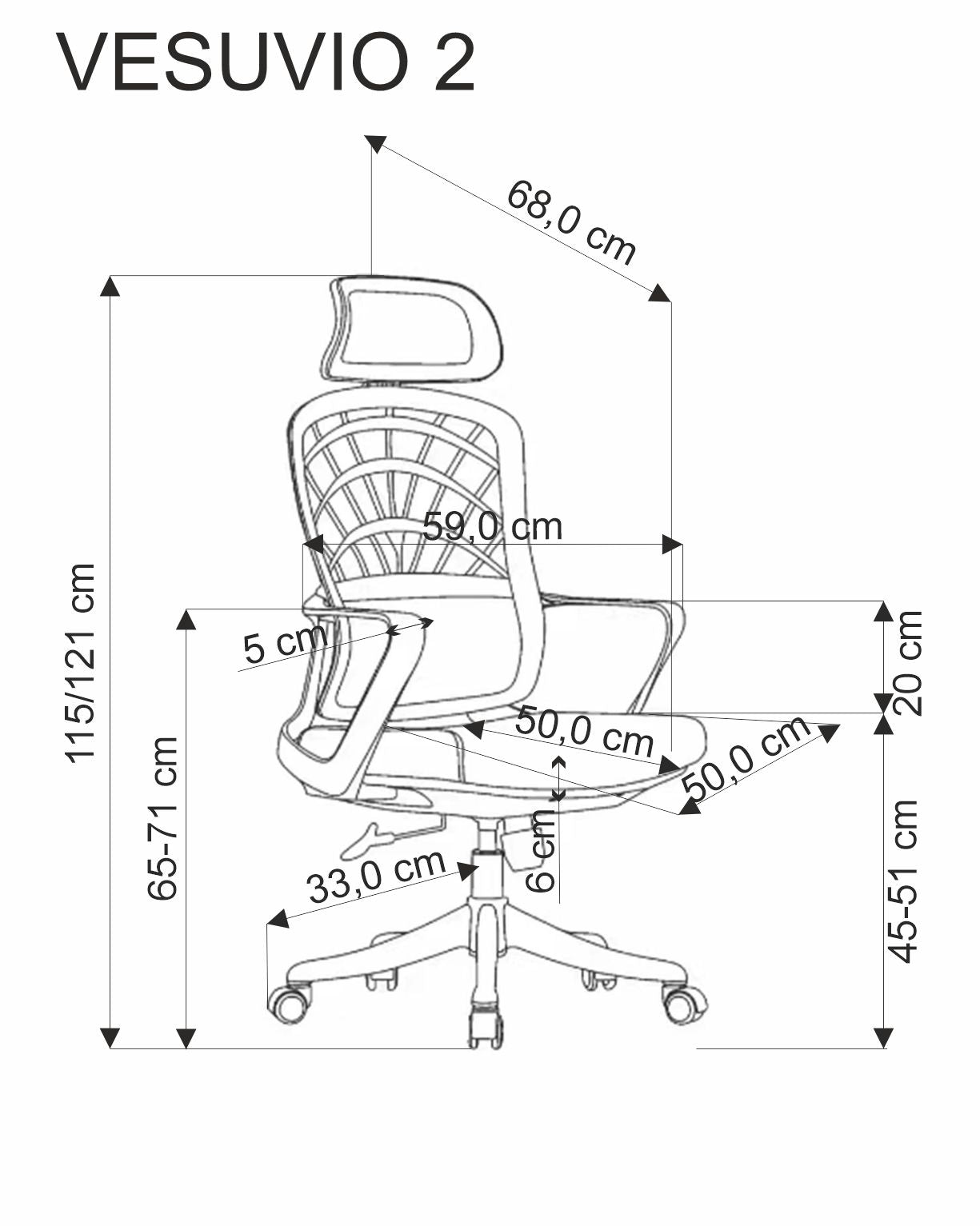 Bürostuhl mit Stoff Vesuvio 2 Grau (4)