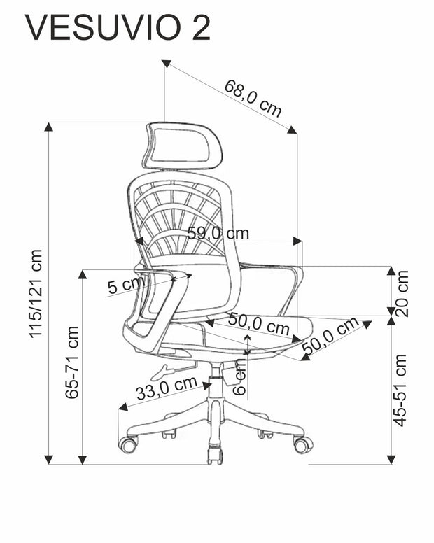 Bürostuhl mit Stoff Vesuvio 2 Grau (4)