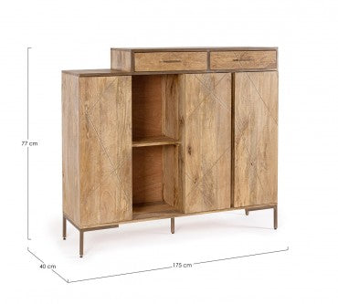 Highboard mit 2 schubladen und 3 türen Jaidev High Natürlich (9)