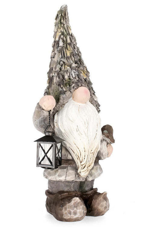 Gartendeko Florent Gnome With Lantern Grau