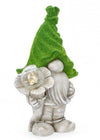 Gartendeko Standing Flower Garden Gnome With LED Grau (2)