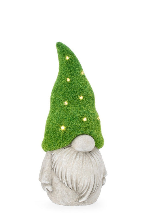 Gartendeko Standing Garden Gnome With LED Grau