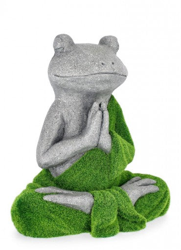 Gartendeko Sitting Yoga Frog Grün (1)