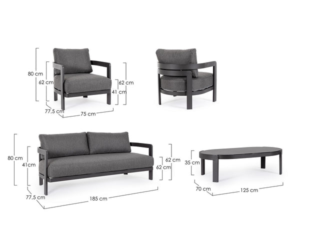 Lounge Set 4-Sziter und Couchtisch Presley Anthrazit (2)