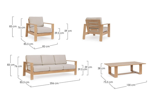 Lounge Set 5-Sziter und Couchtisch Baltic Natürlich (2)