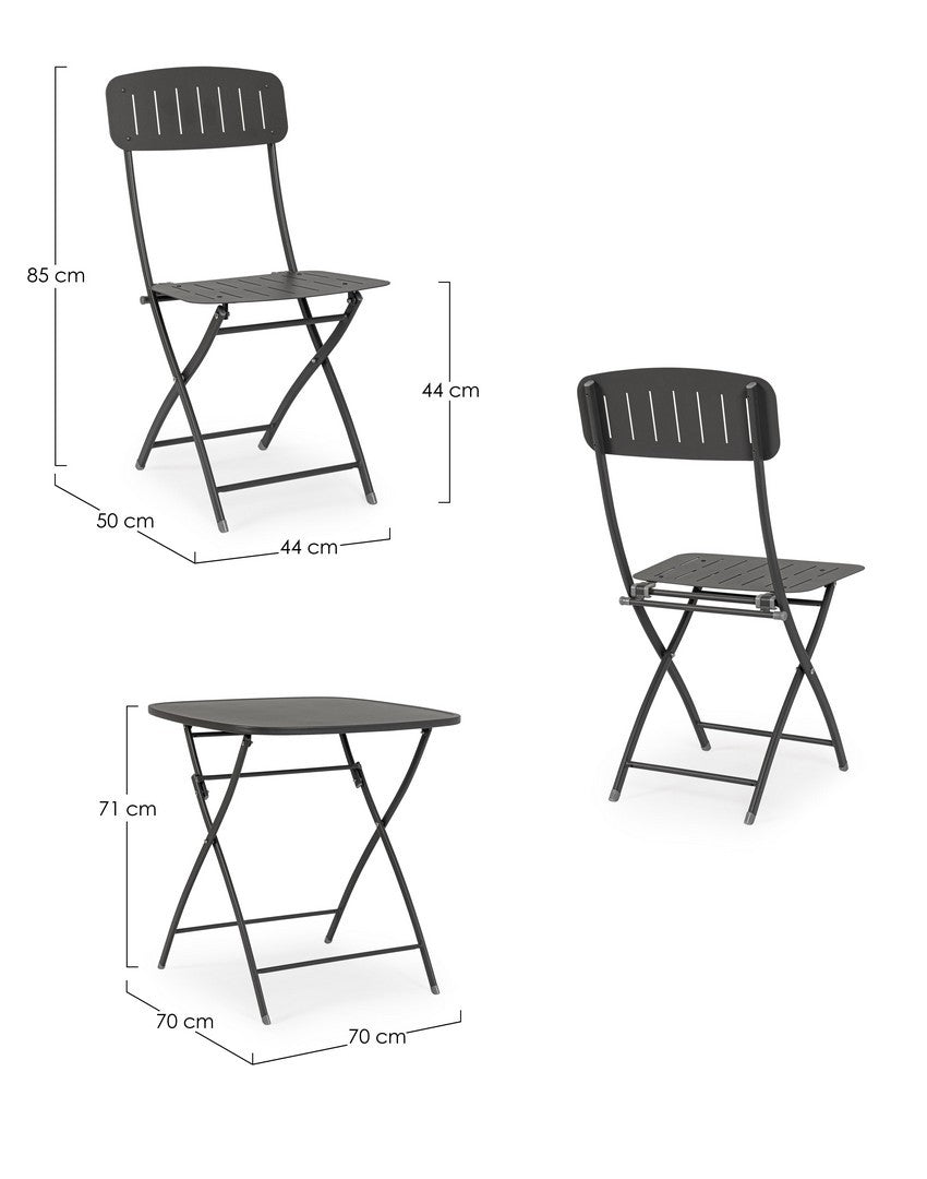 Klapptisch Stuhl Set 3-teilig Yvonne Anthrazit (2)