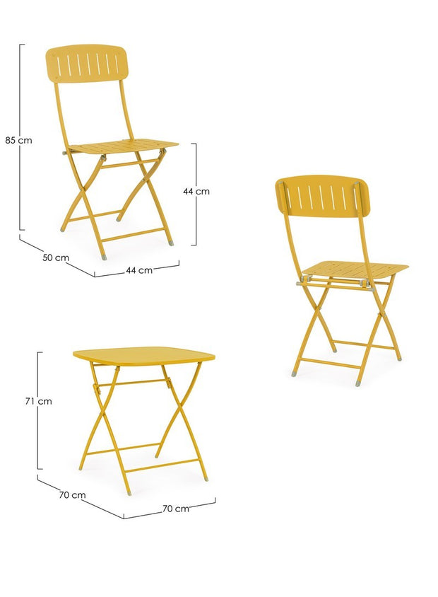 Klapptisch Stuhl Set 3-teilig Yvonne Gelb (2)