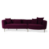 Ecksofa mit Chaiselongue Rechts, 3-Sitzer, aus Samtstoff, Macaroon Rosa (2)