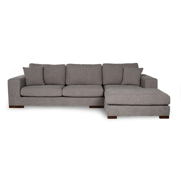 Ecksofa mit Chaiselongue Rechts, 3-Sitzer, aus Stoff, Nplus Grau