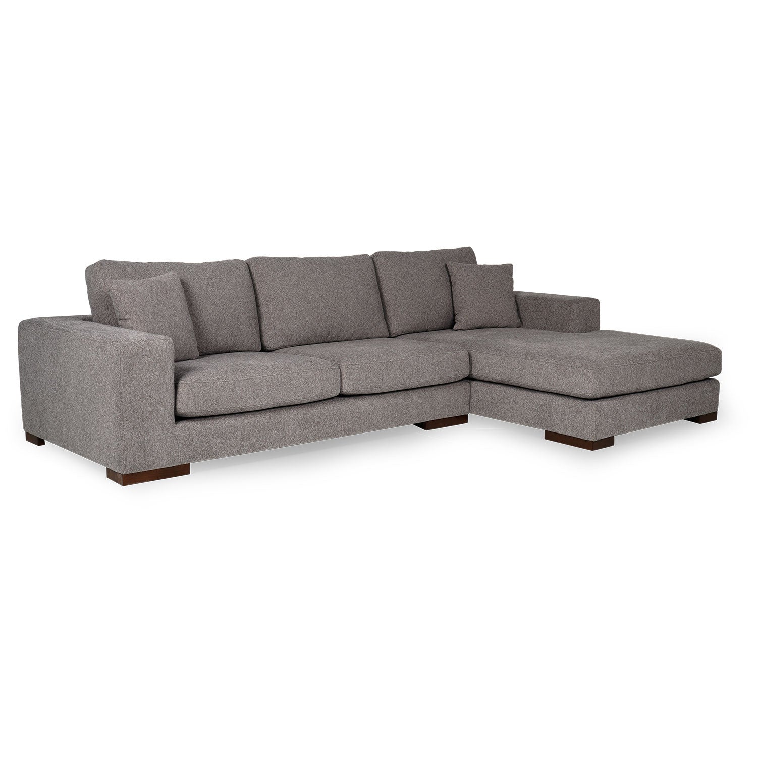 Ecksofa mit Chaiselongue Rechts, 3-Sitzer, aus Stoff, Nplus Grau (1)