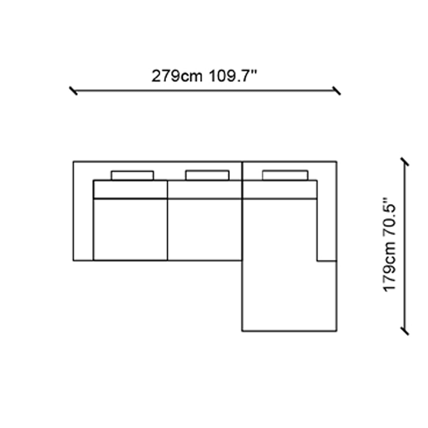 Ecksofa mit Chaiselongue Rechts, 3-Sitzer, aus Stoff, Nplus Grau (3)