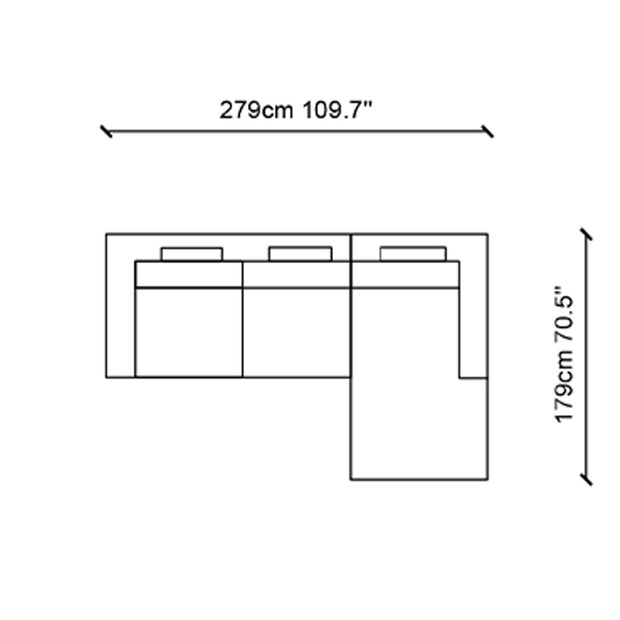 Ecksofa mit Chaiselongue Rechts, 3-Sitzer, aus Stoff, Nplus Grau (3)