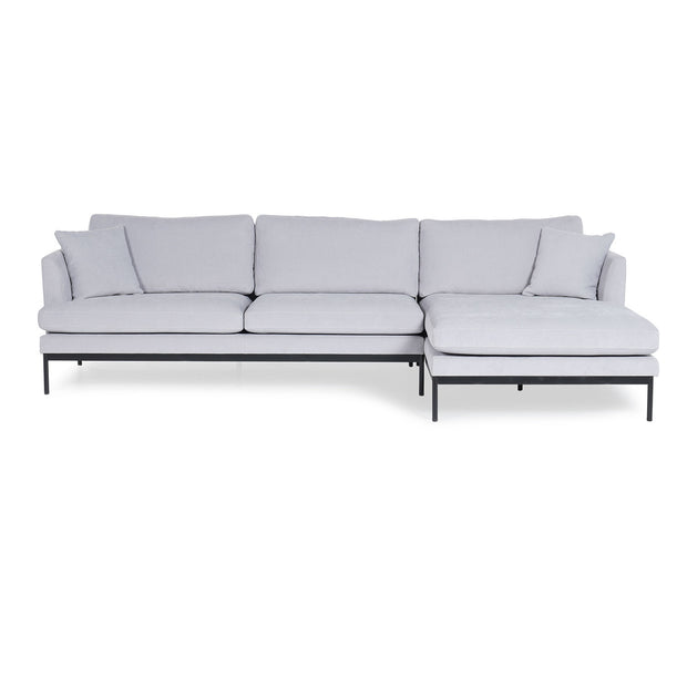 Ecksofa mit Chaiselongue Rechts, 3-Sitzer, aus Stoff, Pearl Grau (2)