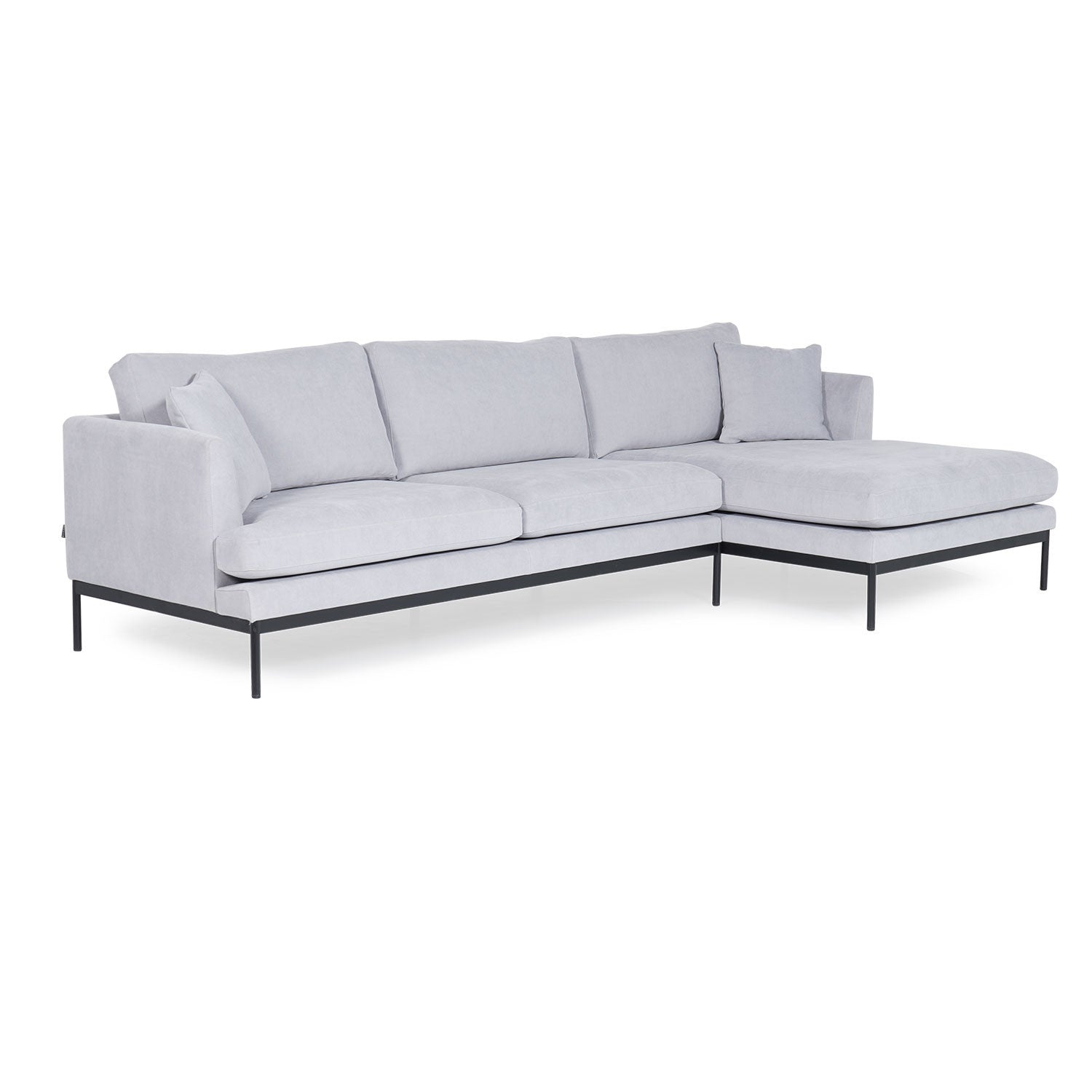 Ecksofa mit Chaiselongue Rechts, 3-Sitzer, aus Stoff, Pearl Grau (3)