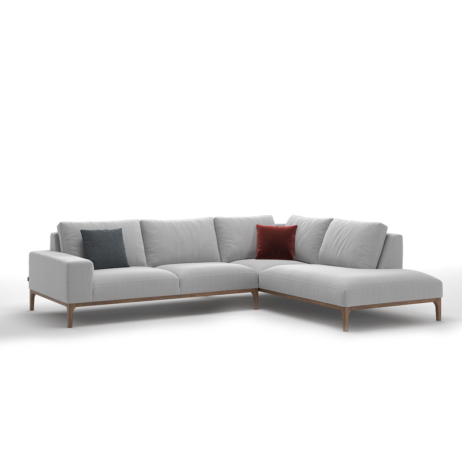 Ecksofa mit Chaiselongue Rechts, 4-Sitzer, aus Stoff, Secret Grau (3)