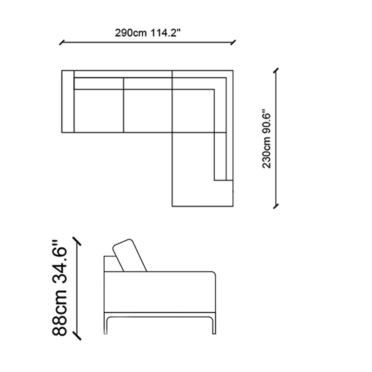 Ecksofa mit Chaiselongue Rechts, 4-Sitzer, aus Stoff, Secret Grau (5)