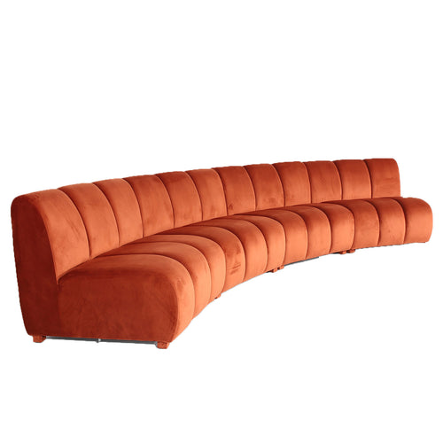 Ecksofa Symmetrisch, 5-Sitzer, aus Samtstoff, Carmine Orange