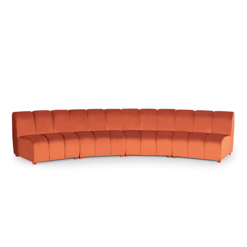 Ecksofa Symmetrisch, 5-Sitzer, aus Samtstoff, Carmine Orange (1)