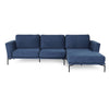 Ecksofa mit Chaiselongue Rechts, 3-Sitzer, aus Samtstoff, Jade Blau