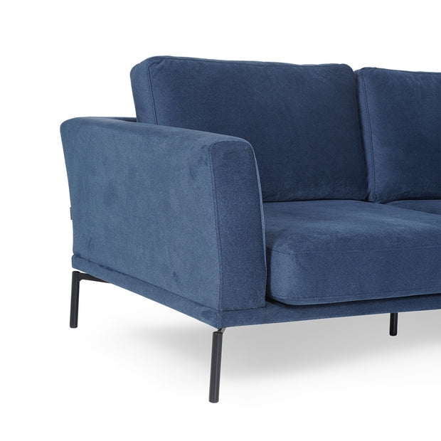 Ecksofa mit Chaiselongue Rechts, 3-Sitzer, aus Samtstoff, Jade Blau (2)