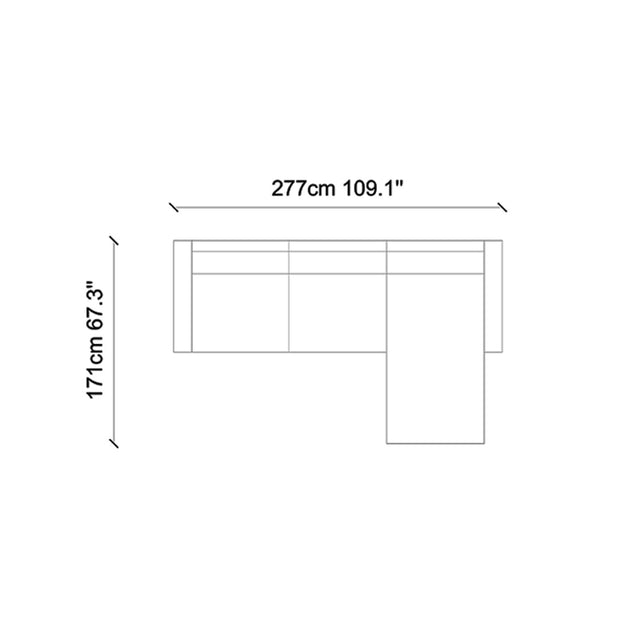 Ecksofa mit Chaiselongue Rechts, 3-Sitzer, aus Samtstoff, Jade Blau (3)