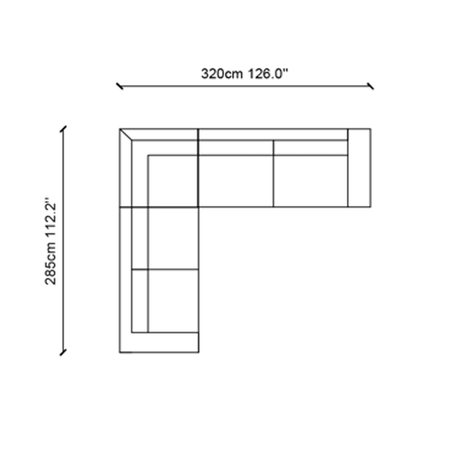 Ecksofa mit Chaiselongue Rechts, 4-Sitzer, aus Samtstoff, Panama Creme (3)