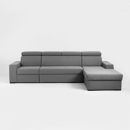 Ecksofa Schlaffunktion mit Chaiselongue Rechts, 3-Sziter, aus Stoff Atlantica Grau (1)