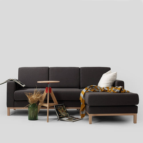 Ecksofa mit Chaiselongue Rechts, 3-Sziter, aus Stoff Scandic Small Anthrazit (1)