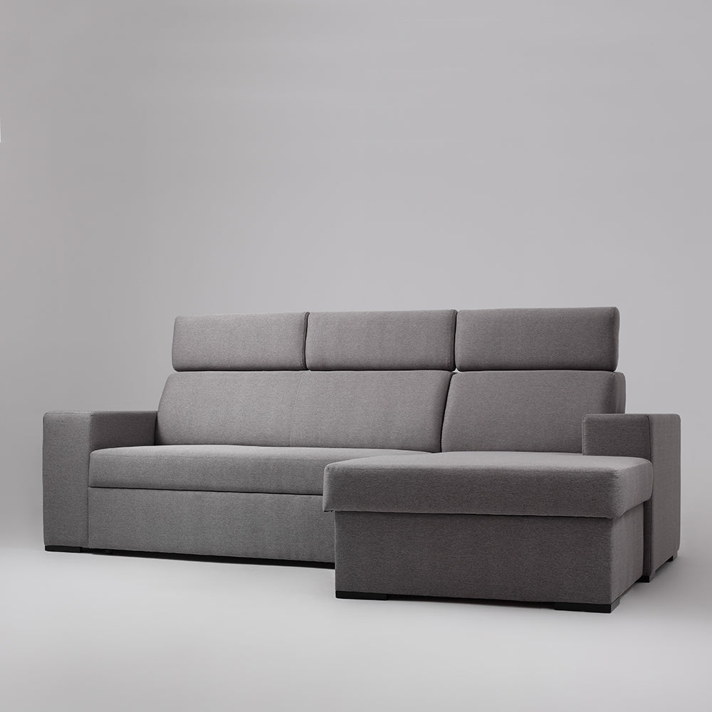 Ecksofa Schlaffunktion mit Chaiselongue Rechts, 3-Sziter, aus Stoff Atlantica Grau (2)