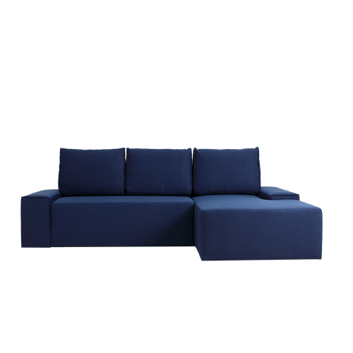 Ecksofa Schlaffunktion mit Chaiselongue Rechts, 3-Sziter, aus Stoff Flopp Blau