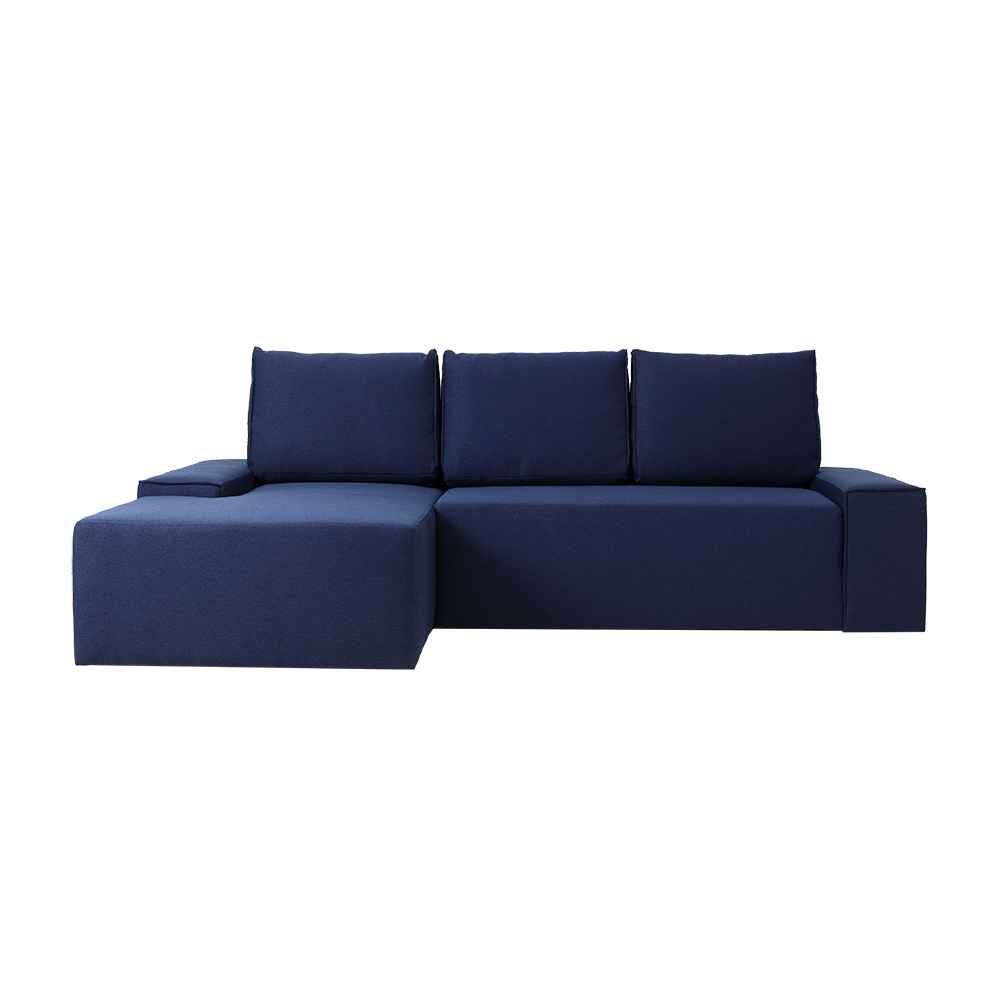 Ecksofa Schlaffunktion mit Chaiselongue Links, 3-Sziter, aus Stoff Flopp Blau