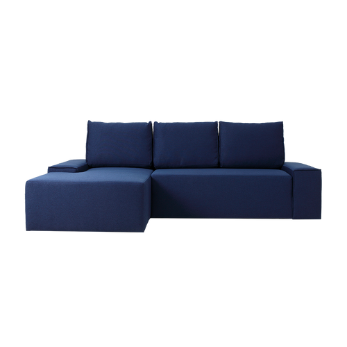 Ecksofa Schlaffunktion mit Chaiselongue Links, 3-Sziter, aus Stoff Flopp Blau