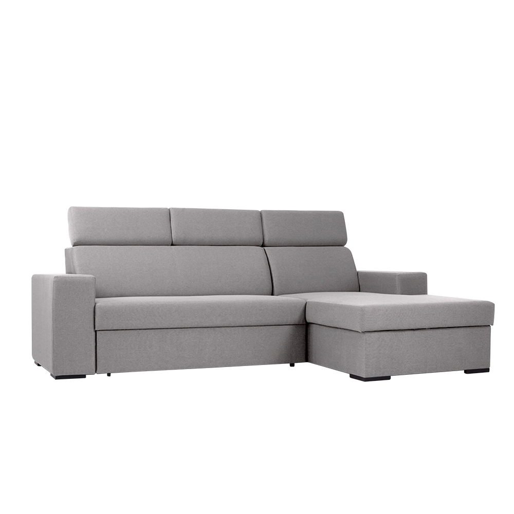 Ecksofa Schlaffunktion mit Chaiselongue Rechts, 3-Sziter, aus Stoff Atlantica Grau