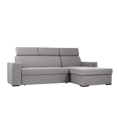 Ecksofa Schlaffunktion mit Chaiselongue Rechts, 3-Sziter, aus Stoff Atlantica Grau