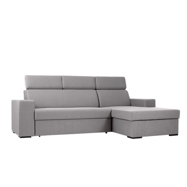 Ecksofa Schlaffunktion mit Chaiselongue Rechts, 3-Sziter, aus Stoff Atlantica Grau