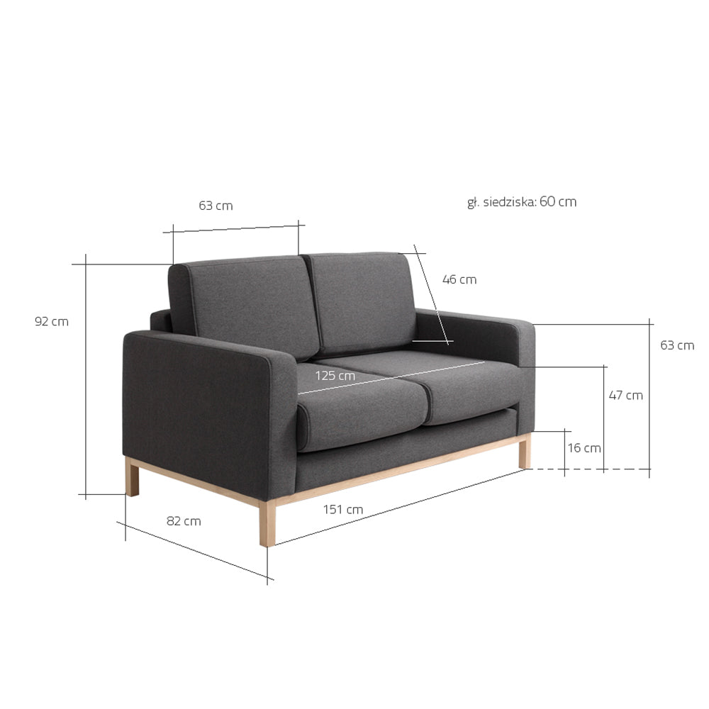 Sofa 2-Sziter mit Stoff Scandic Anthrazit (3)