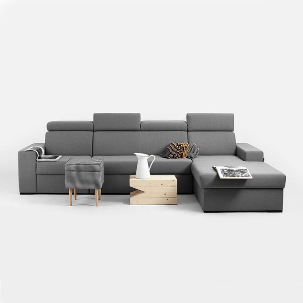 Ecksofa Schlaffunktion mit Chaiselongue Links, 3-Sziter, aus Stoff Atlantica Grau (2)