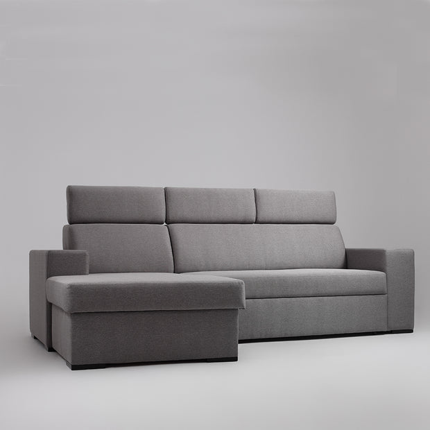 Ecksofa Schlaffunktion mit Chaiselongue Links, 3-Sziter, aus Stoff Atlantica Grau (3)