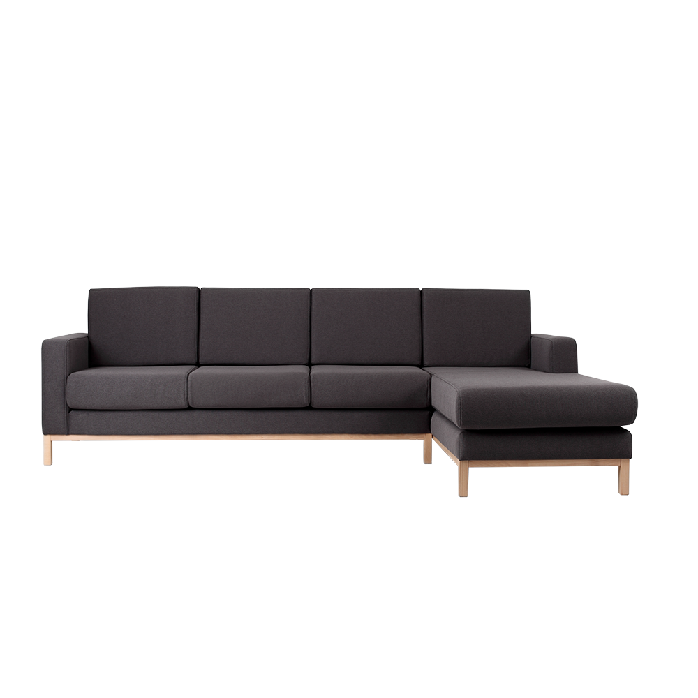 Ecksofa mit Chaiselongue Rechts, 4-Sziter, aus Stoff Scandic Large Anthrazit