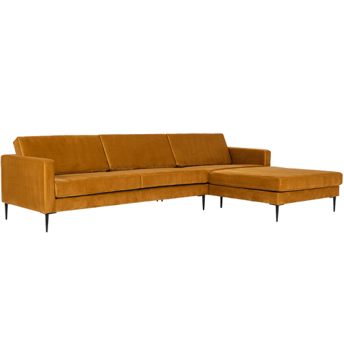 Ecksofa mit Chaiselongue Rechts, 3-Sziter, aus Stoff Vergan Gelb