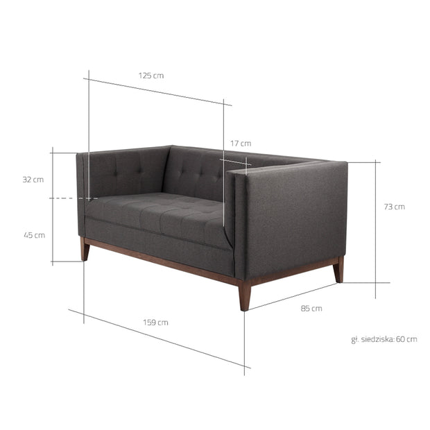 Sofa 2-Sziter mit Stoff By Tom Anthrazit (3)