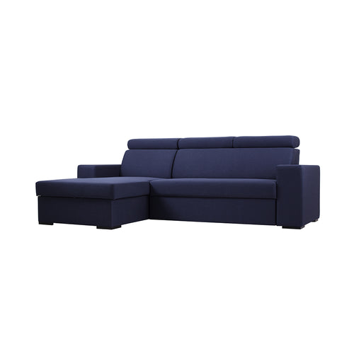 Ecksofa Schlaffunktion mit Chaiselongue Links, 3-Sziter, aus Stoff Atlantica Blau