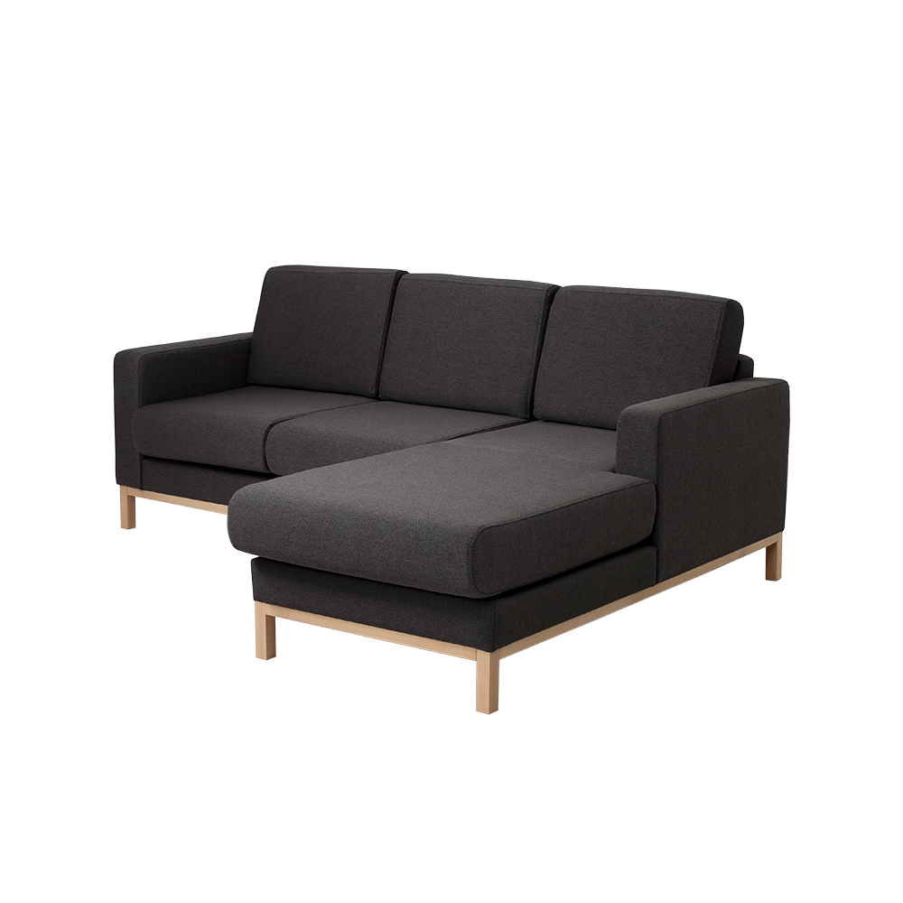 Ecksofa mit Chaiselongue Rechts, 3-Sziter, aus Stoff Scandic Small Anthrazit