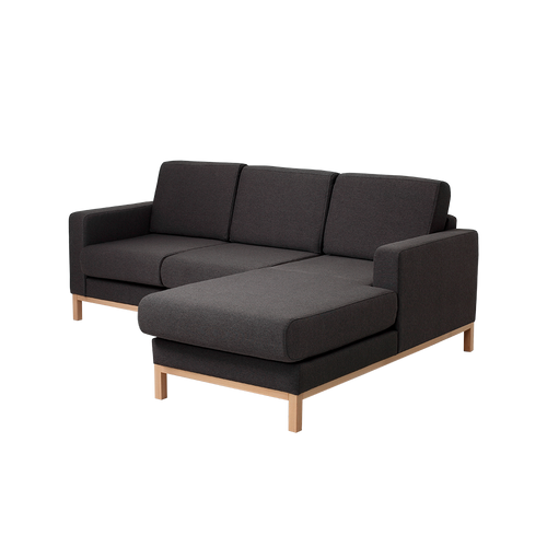 Ecksofa mit Chaiselongue Rechts, 3-Sziter, aus Stoff Scandic Small Anthrazit